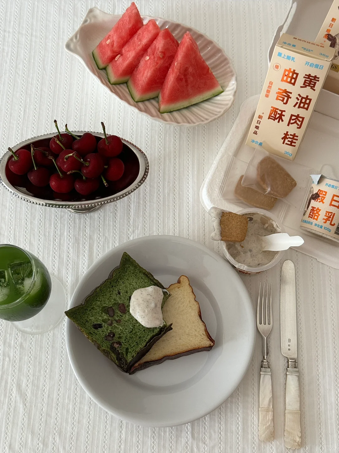 抹茶、西瓜🍉的夏日下午茶