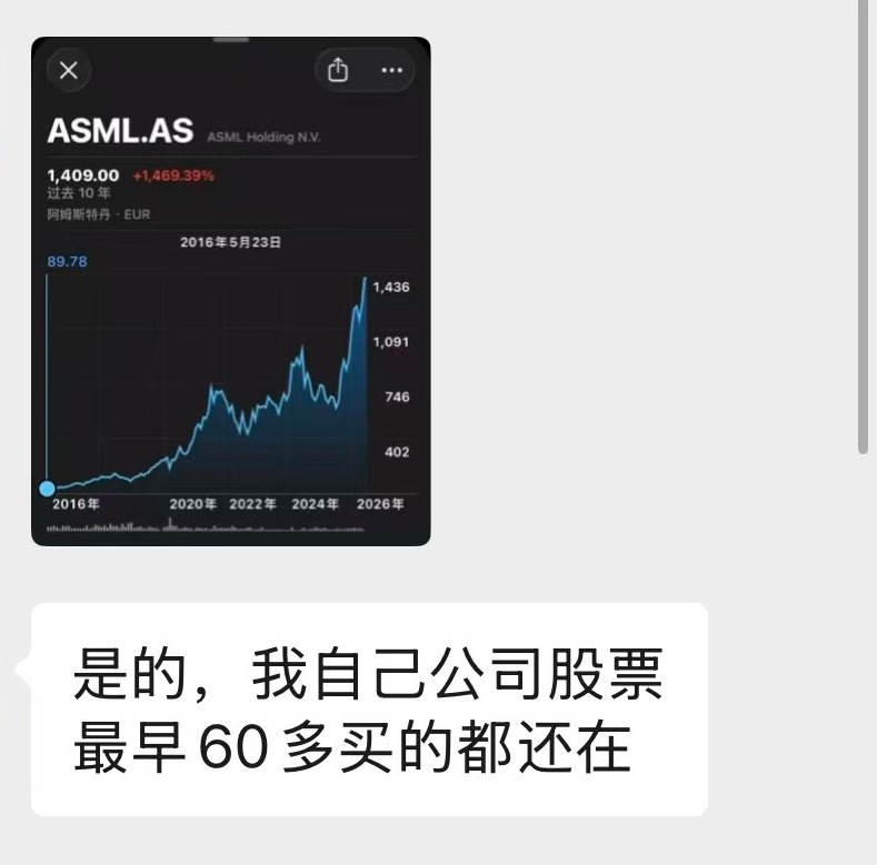 同学毕业就进了阿斯麦，当时光刻机还没有这么重要，薪酬也不是很高，但他却选择入职，