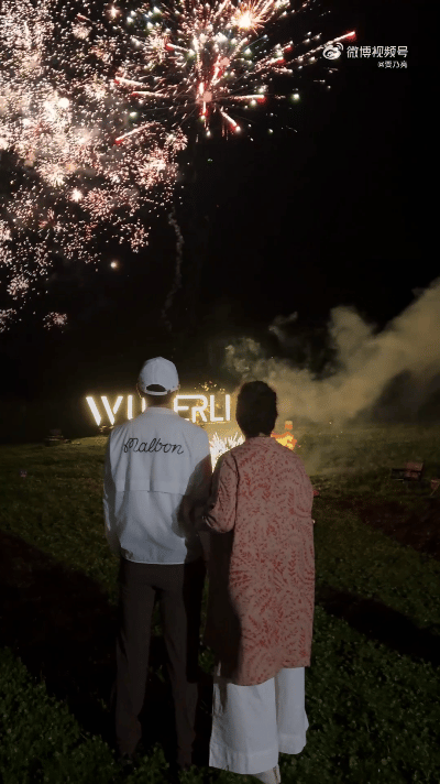 贾乃亮陪妈妈看烟花好治愈  隔着屏幕都感受到了一份温暖了呀，看到贾乃亮陪妈妈看烟