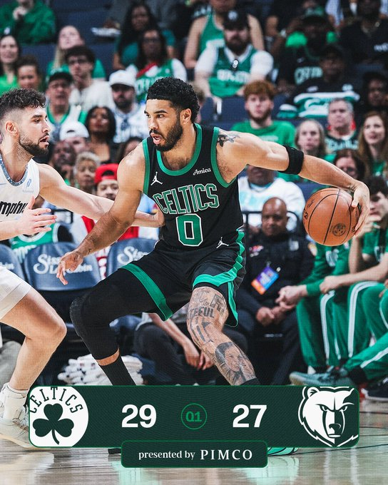 首节比赛结束，我们暂时以29-27领先灰熊波士顿凯尔特人 ｜DifferentH