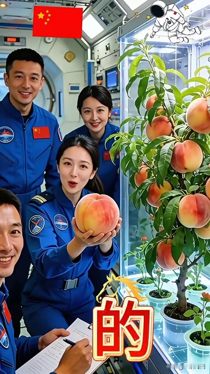 瞧瞧，航天员在太空种植的桃子成熟啦！太空中的航天员 太空种土豆 航天员生活 航天