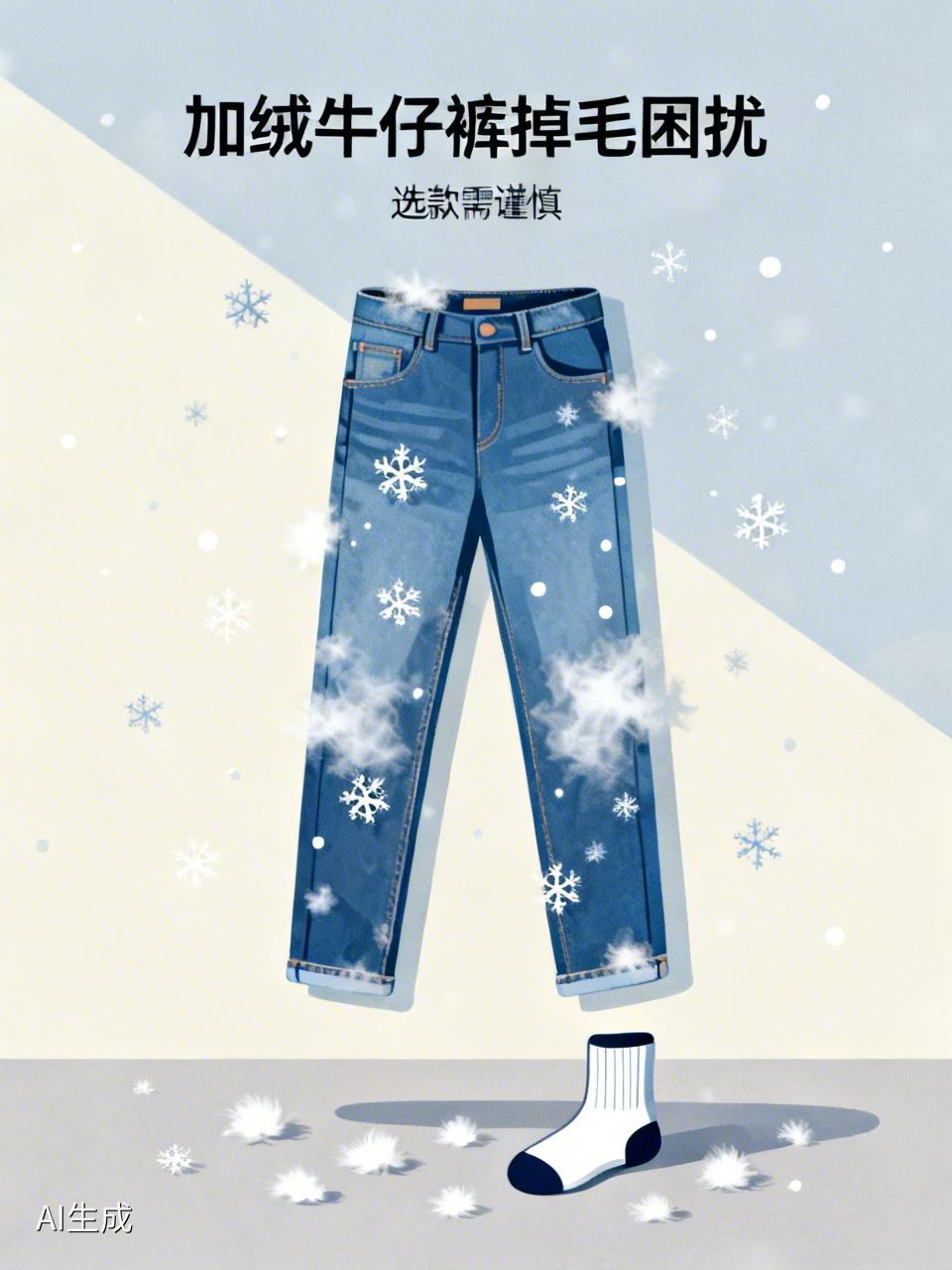 猫人加绒牛仔裤掉毛如“下雪”这事，我真是深有体会。之前买了一条他家的加绒牛仔裤，