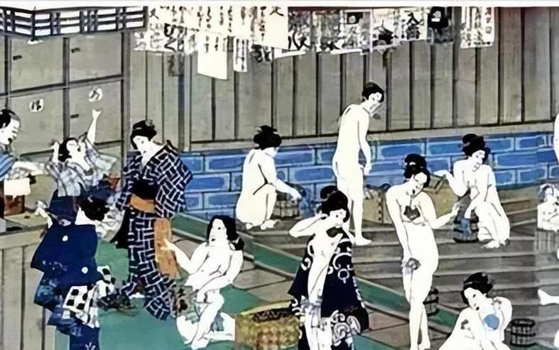 1902年，日本东京一家洗澡堂，男男女女在同一个池子里洗浴，摄影师拍下了这张照片