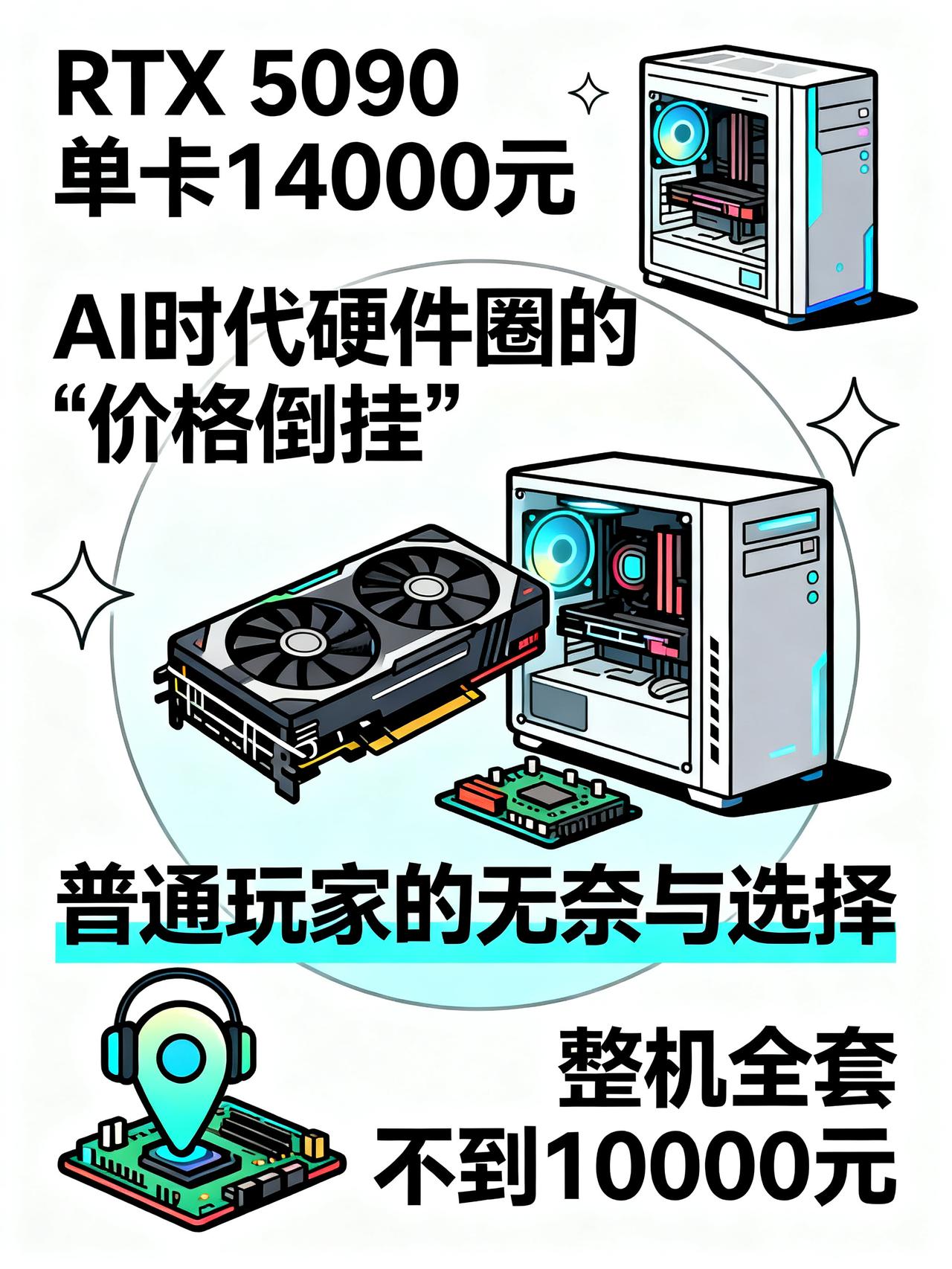 1.4万的RTX5090显卡，居然比整机还贵！这届玩家太难了
一张RTX 509
