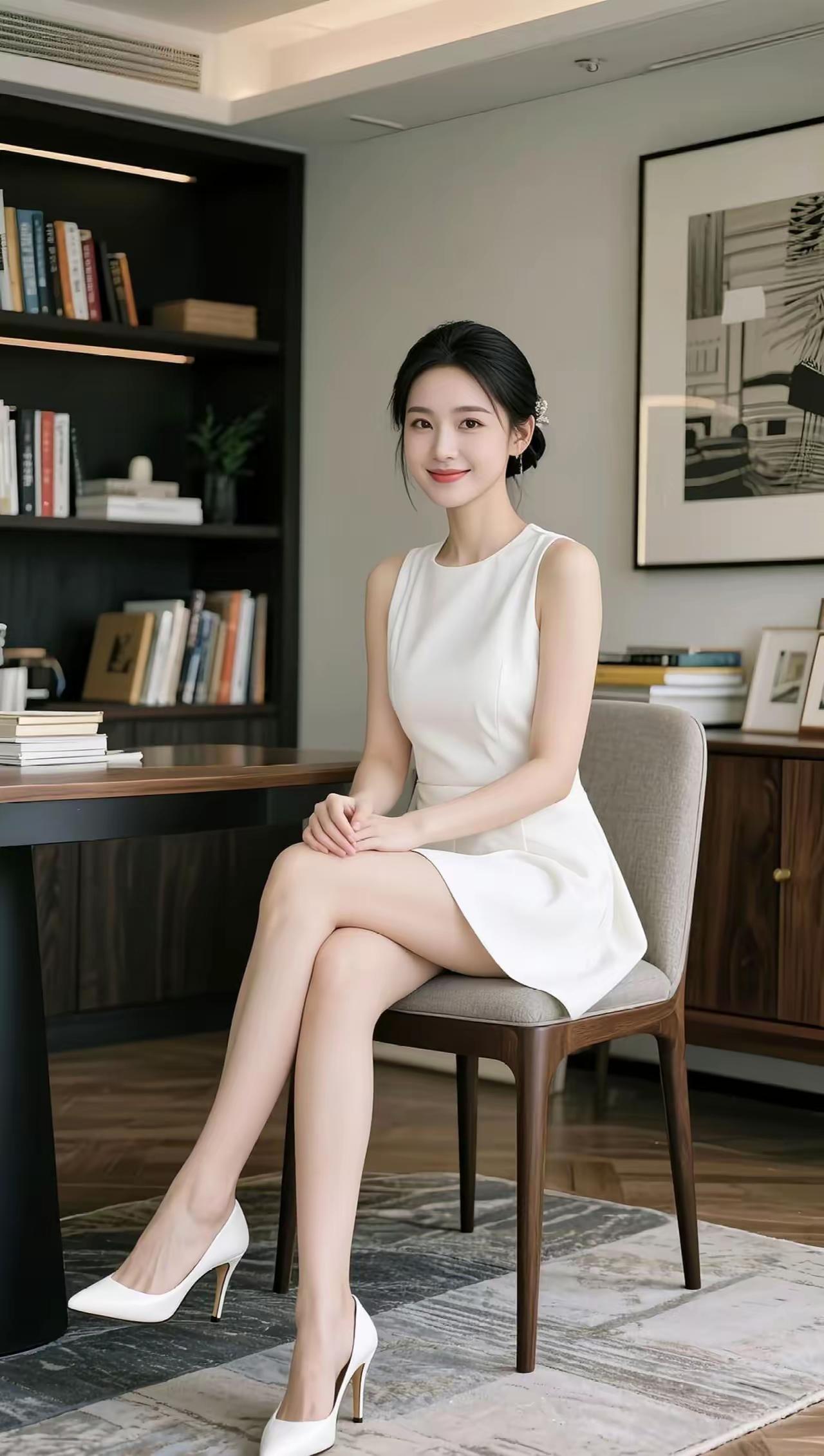 静坐书香里，笑语如春风。知性美女穿搭分享