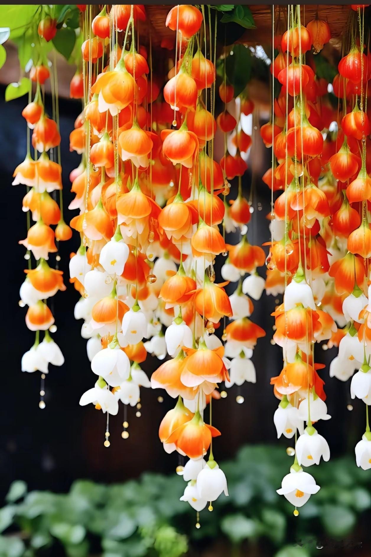 满枝垂花，不慌不忙地向下舒展。它不追赶高处的阳光，只在属于自己的角落，把平凡的枝