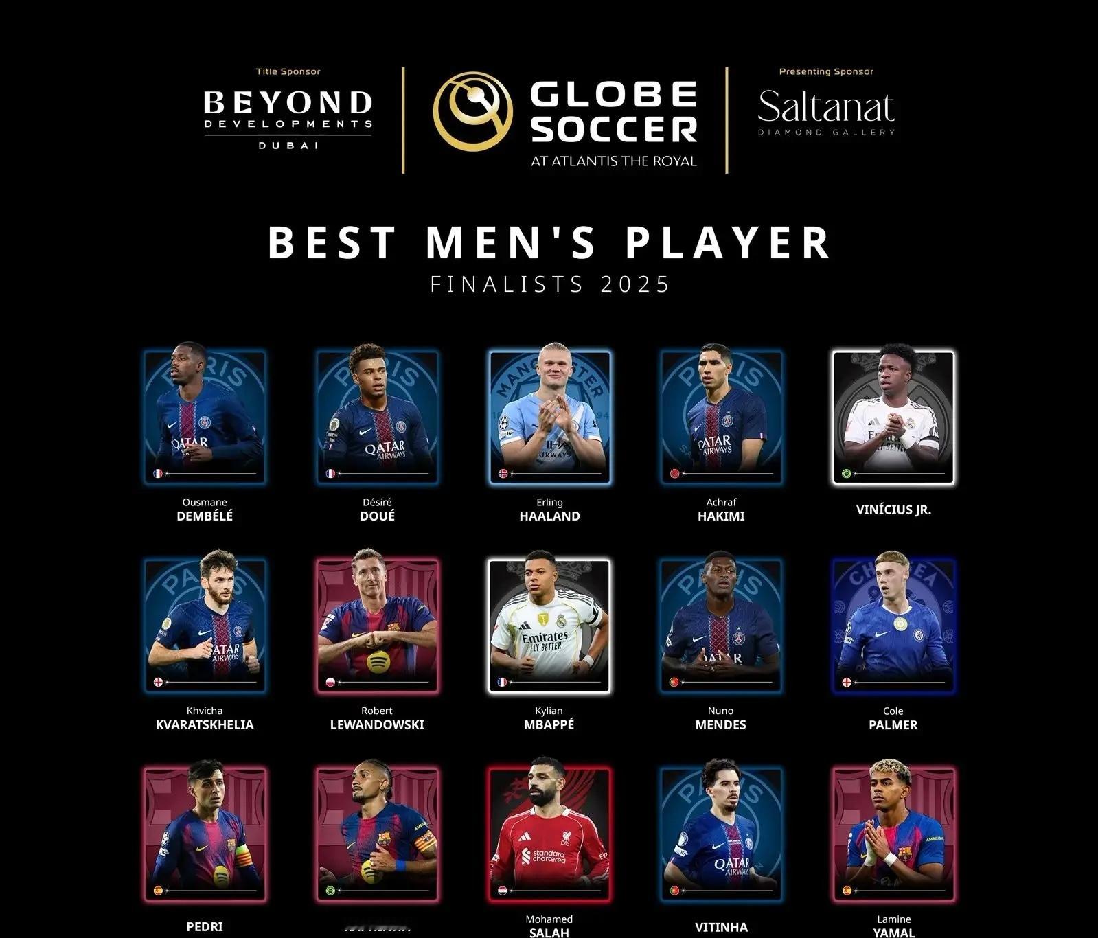 巴黎圣日耳曼  红蓝荣光闪耀迪拜！巴黎6将领衔环足奖候选，三线入围成最大赢家20