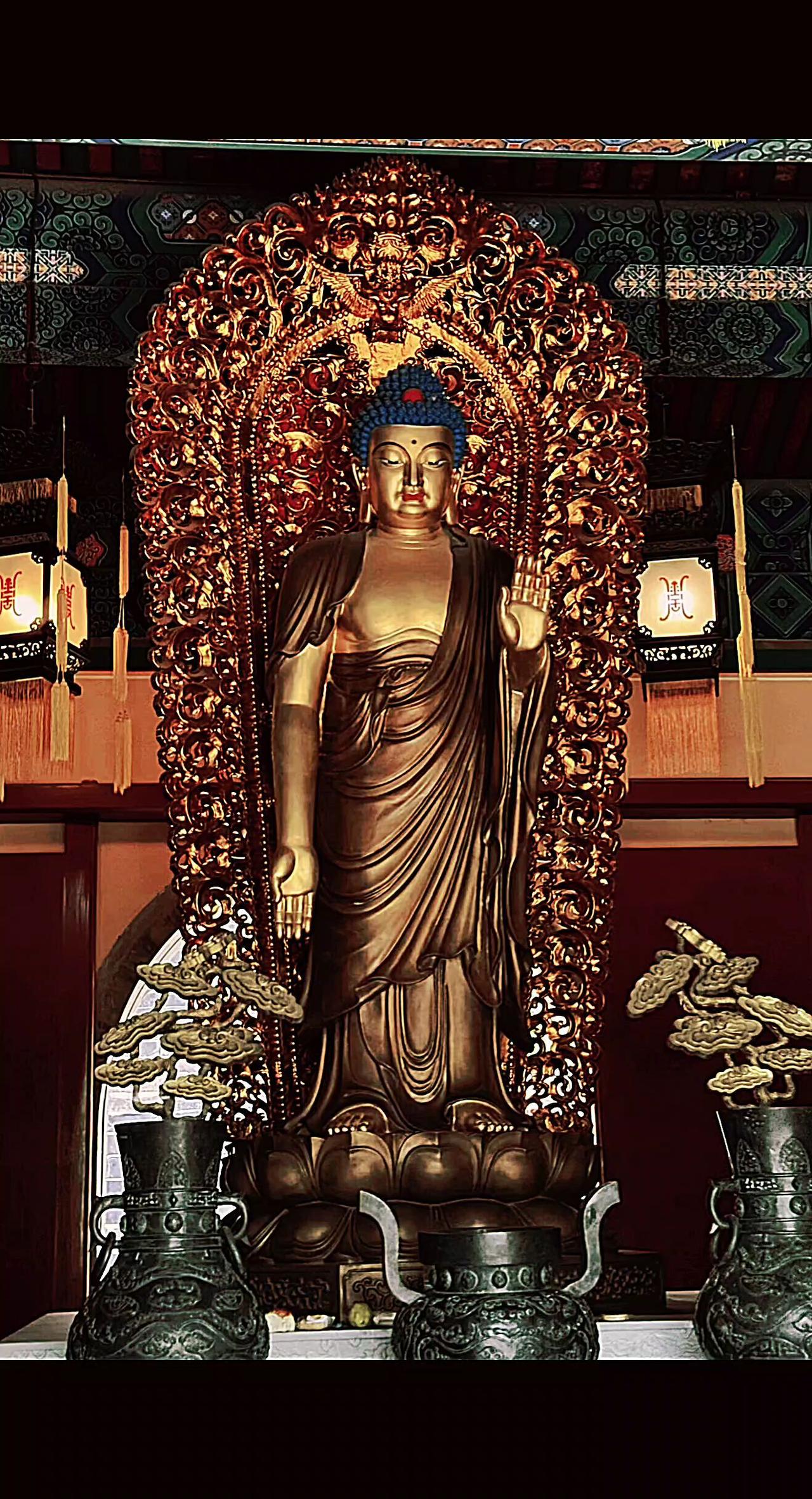 置身西山香山寺，仰望接引大佛。
一手垂手渡众生，一手抬手拂烦忧。
尘世奔波的疲惫