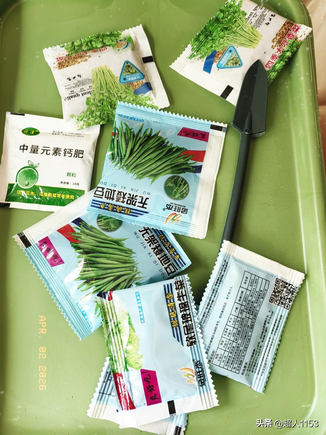 清明前后种瓜点豆，
买了一袋肥料，
买了地豆角、生菜、
香菜三种蔬菜种子。

春