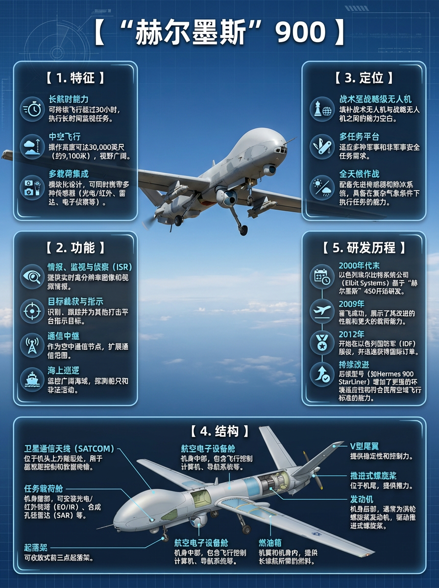 全球武器装备盘点 “赫尔墨斯”900无人机“赫尔墨斯”900（Hermes-90