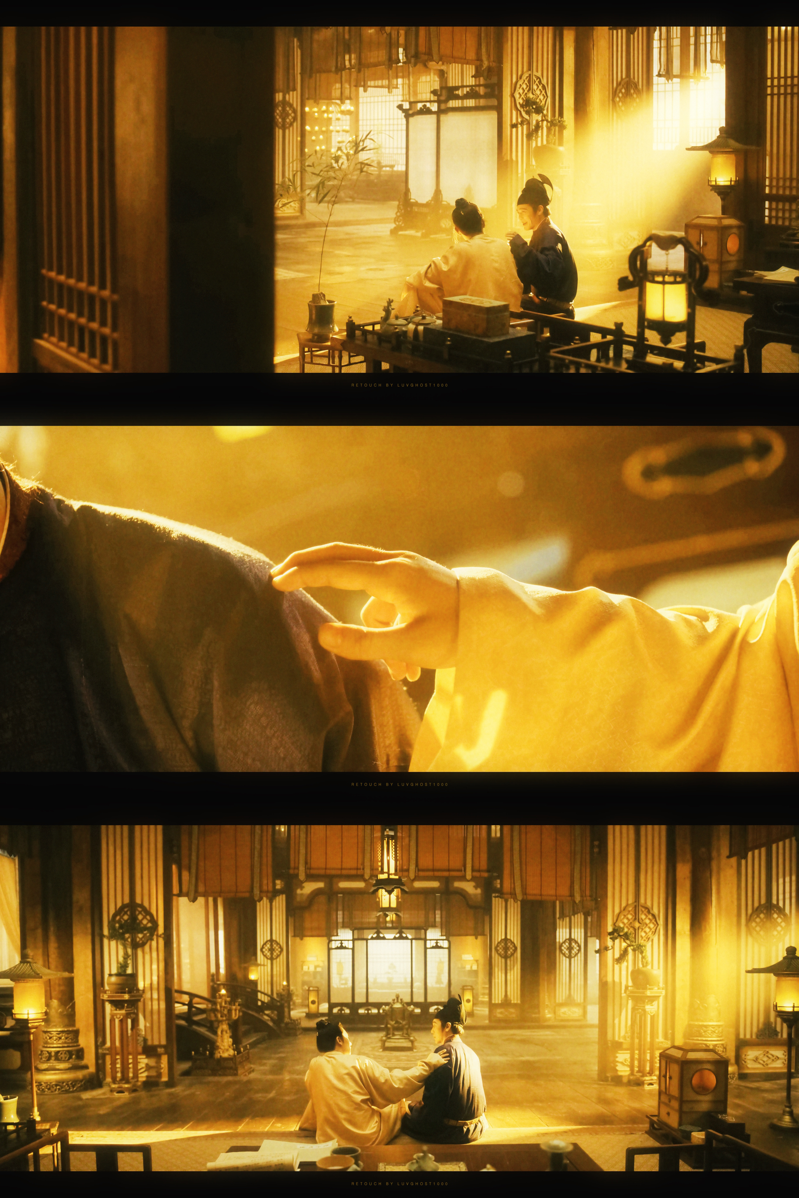 这段光影好美，人和布景像舞台剧，轮廓又像皮影戏的剪影，特别有戏剧感。将兄弟间以及