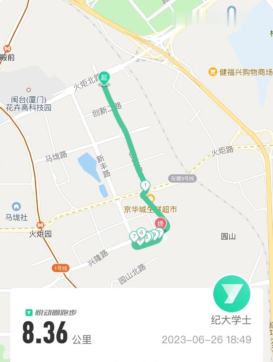 今日8.36km这个月有认真跑步快70km了！#厦门跑步# ​​​