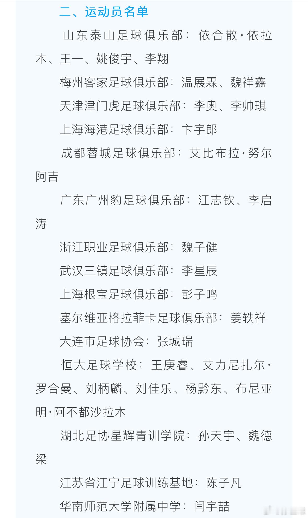 U17名单，06后的青训关注十多年，依然是不太熟悉 