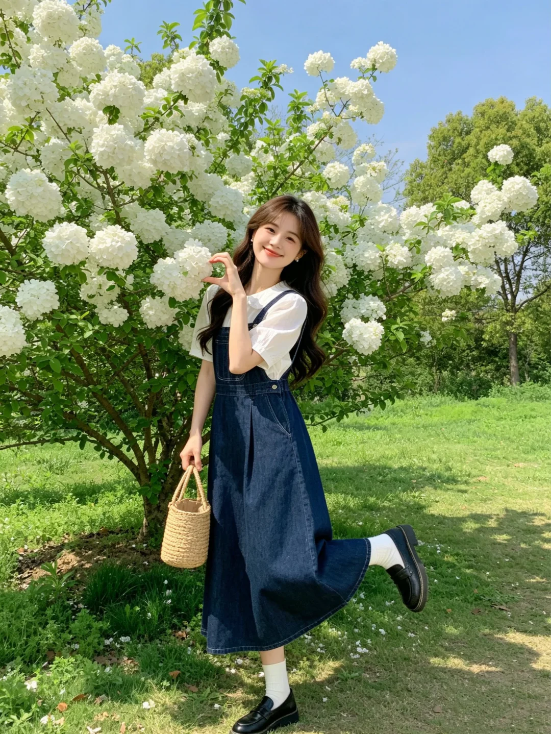 文艺风背带裙搭配 ｜牛仔色