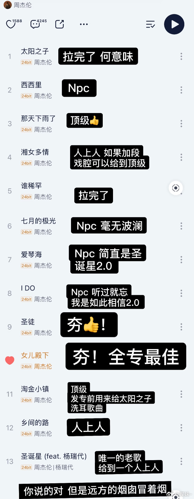 周杰伦新专辑从拉到夯没事，每首歌都能找到爱它的人 