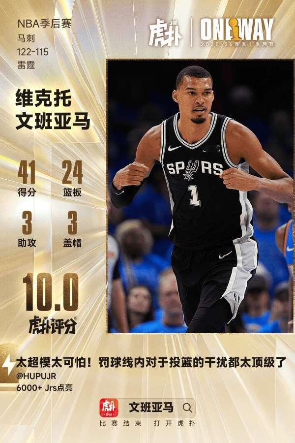 地球人谁能阻挡他？文班亚马全场砍下41分24篮板3助攻3封盖5月19日讯 今天N