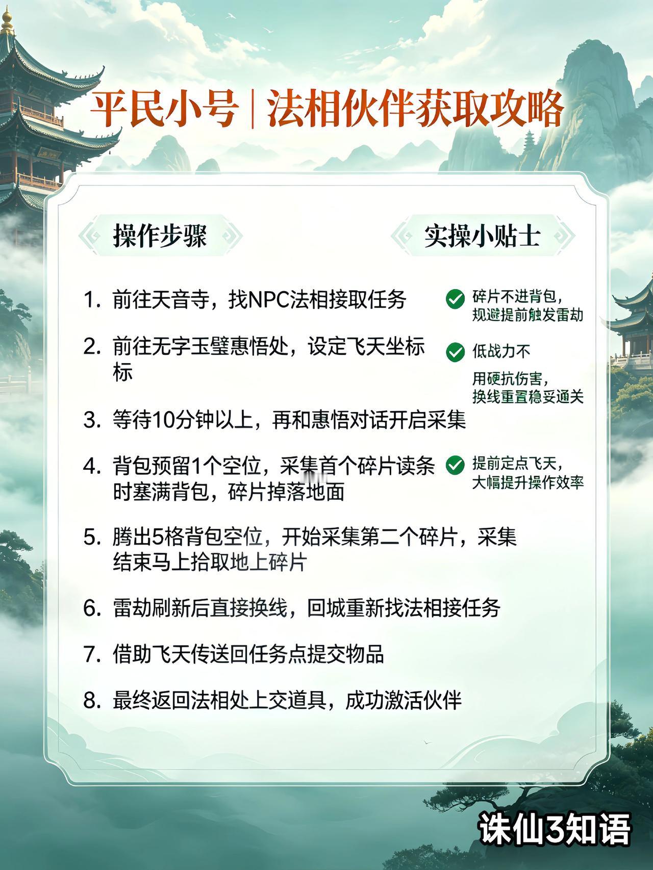 诛仙端游  平民小号｜法相伙伴获取攻略  几步简单操作，稳稳激活强力伙伴诛仙端游