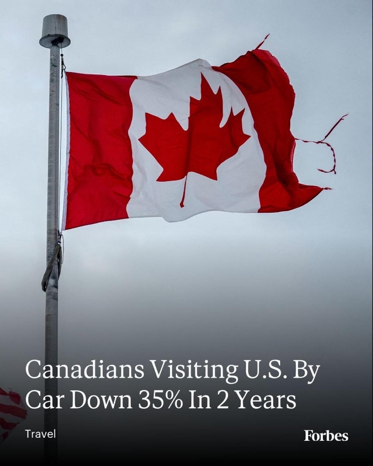自特朗普重返白宫以来，加拿大人对美国的到访人数下降了35%——这对美国经济造成了