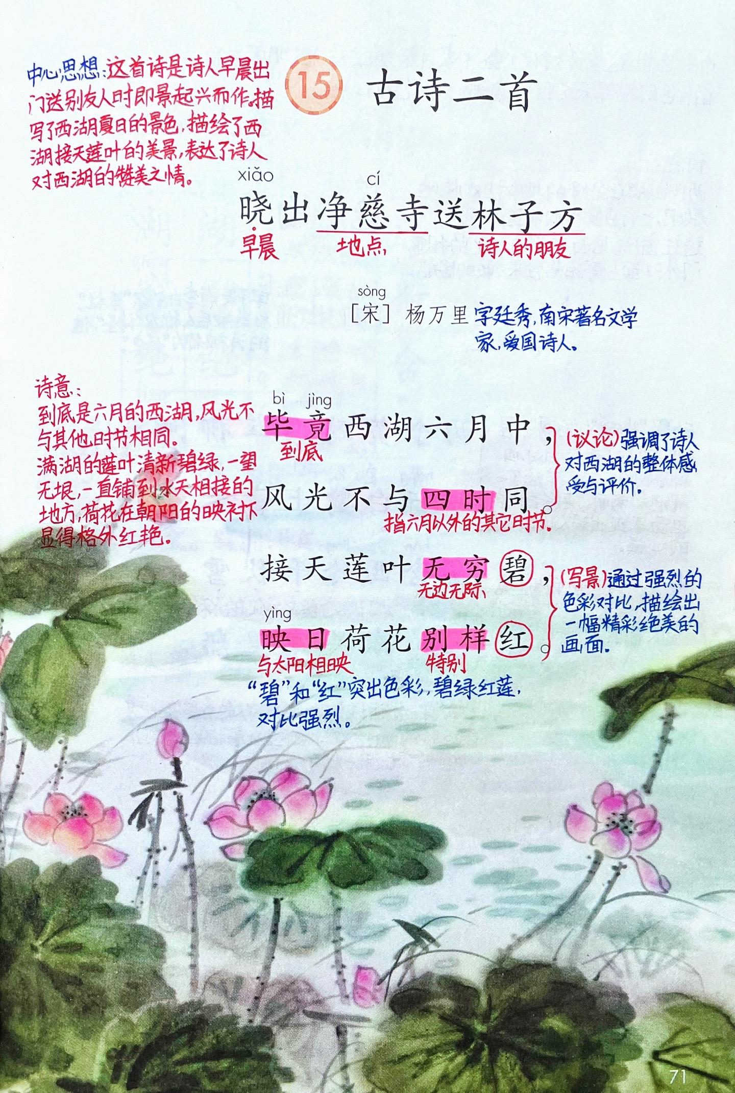二下语文第六单元《古诗二首》课堂笔记。