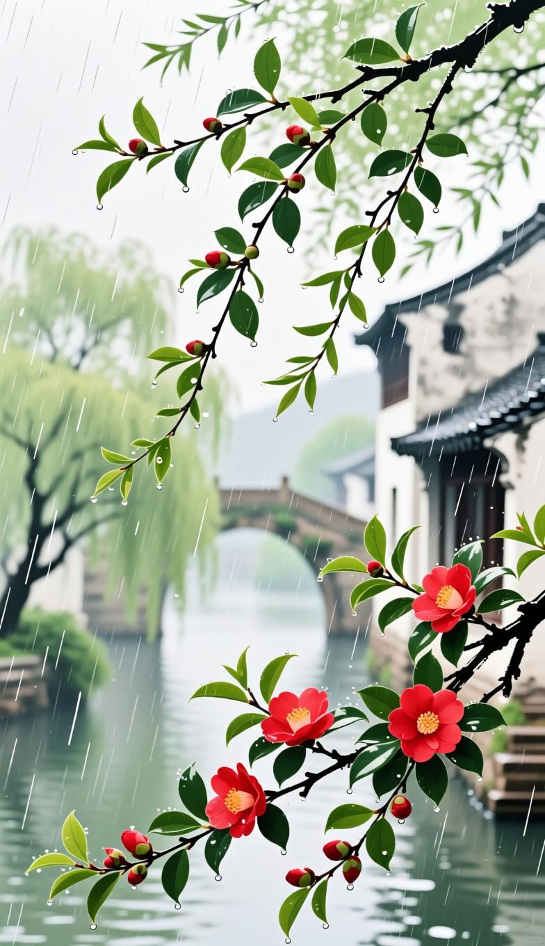 下联：细雨润红花
 

轻风吹绿叶，诚邀下联。
细雨润红花，静赏春光美。
 
 