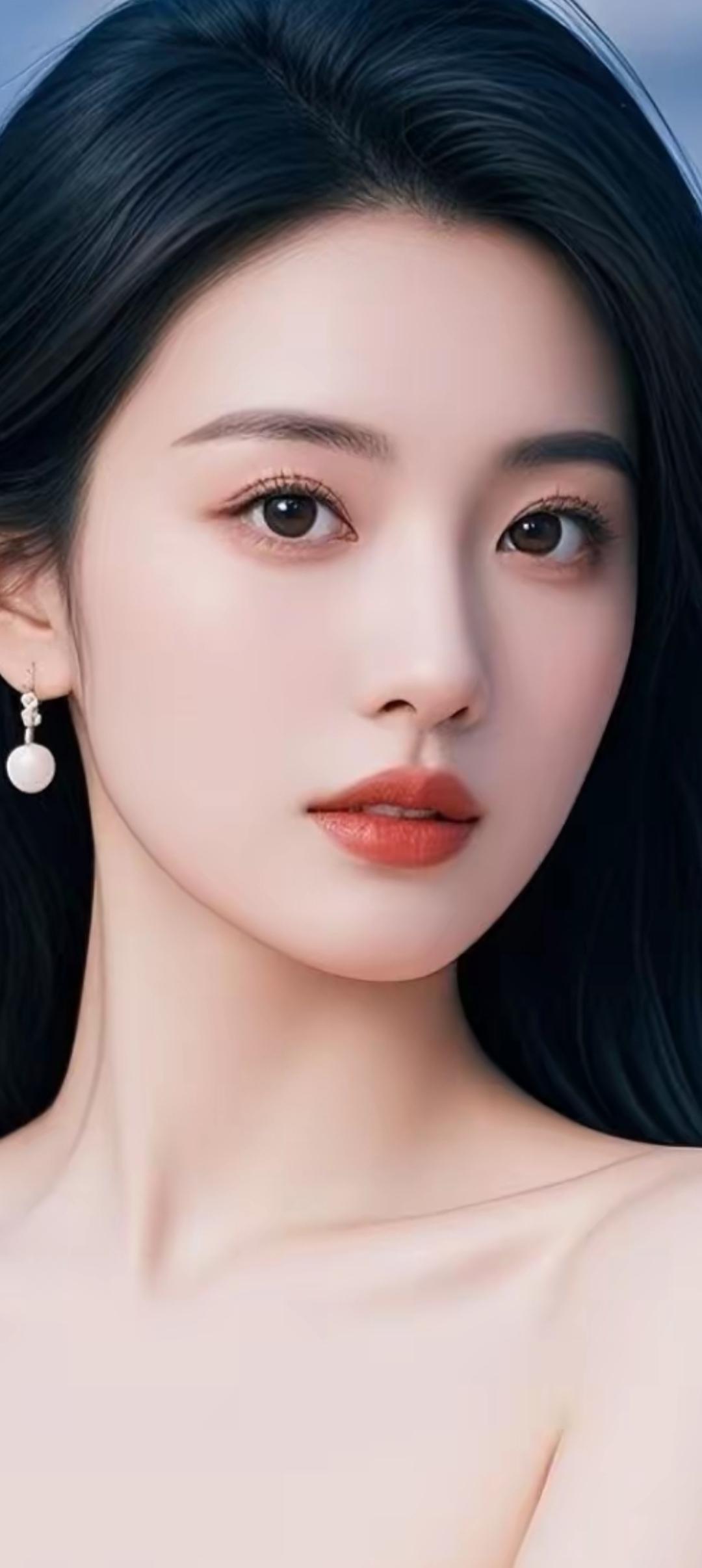 温柔优雅，红唇轻启，宛如画中仙子。