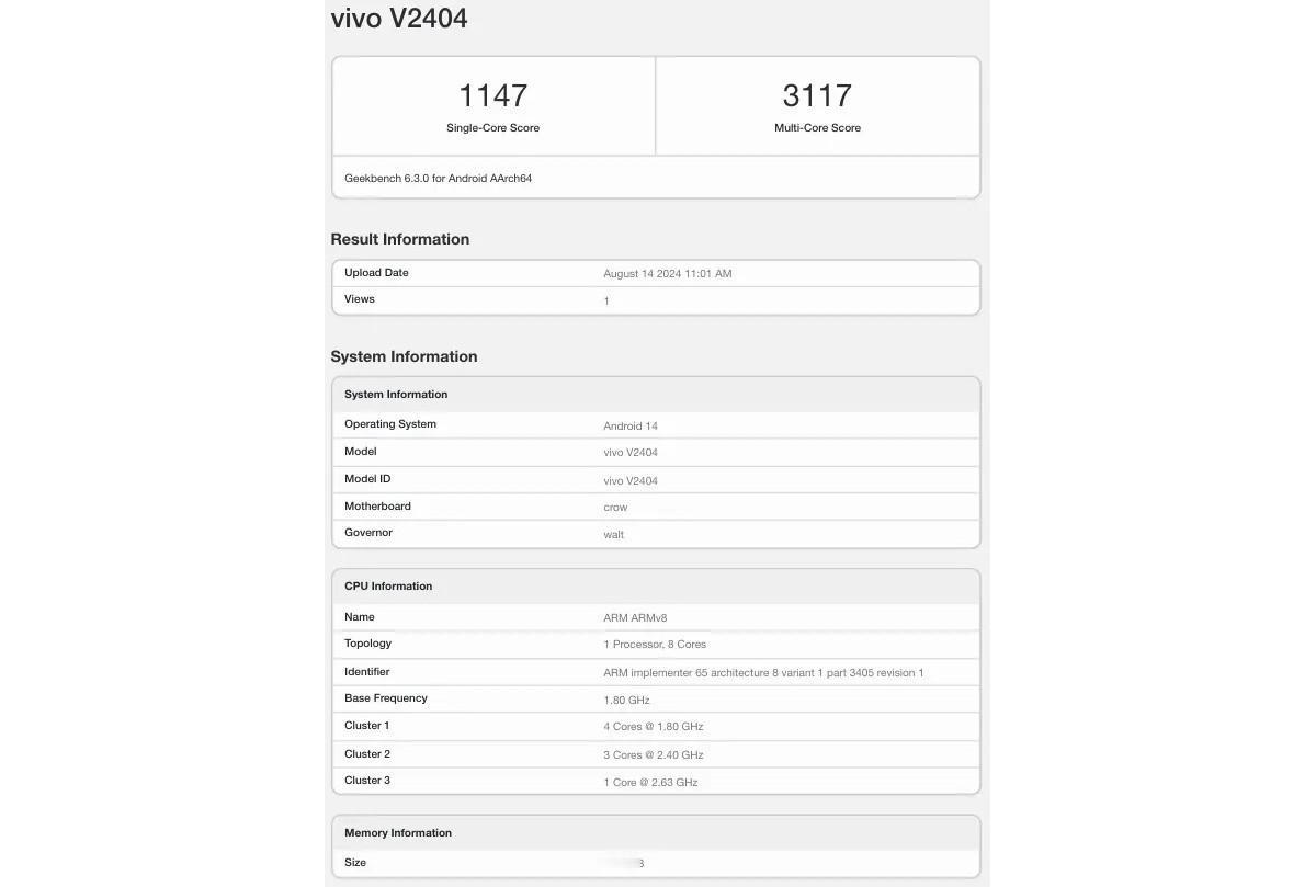 【vivo T3 Pro配置曝光】近日，vivo T3 Pro出现在了Geekb