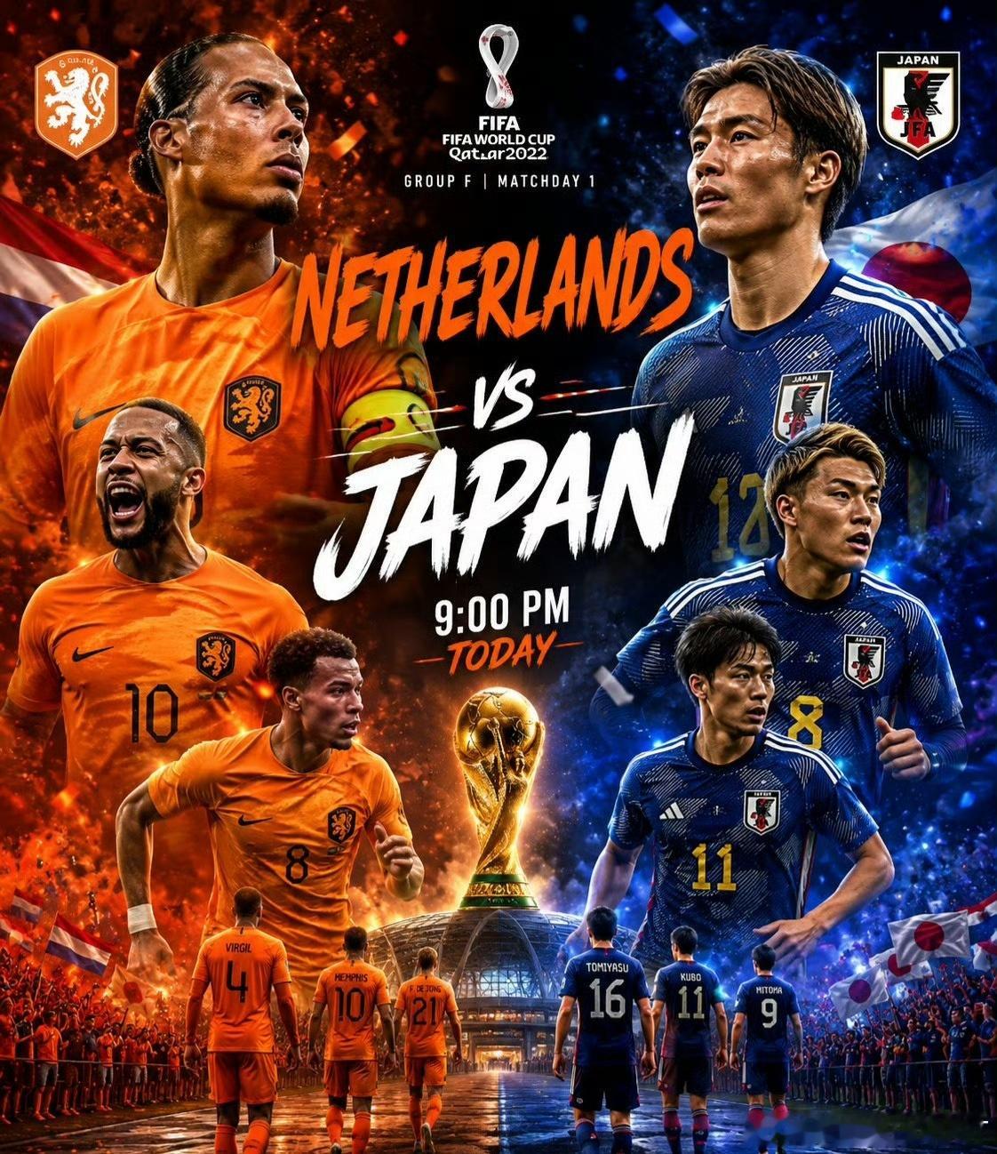 日本VS荷兰这场目前大部分人还是看好荷兰，但我感觉本次日本赢面可能略大一点，这支