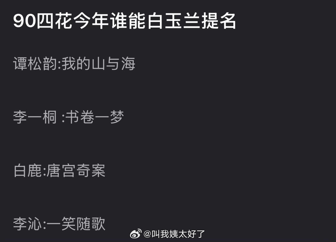 大家感觉内娱90四花今年谁能提名白玉兰？ 