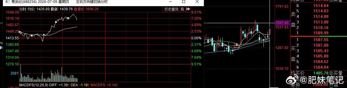 寒武纪大涨红8，重新回到1500+的股价位置，目标不变，老权重了。今日看盘