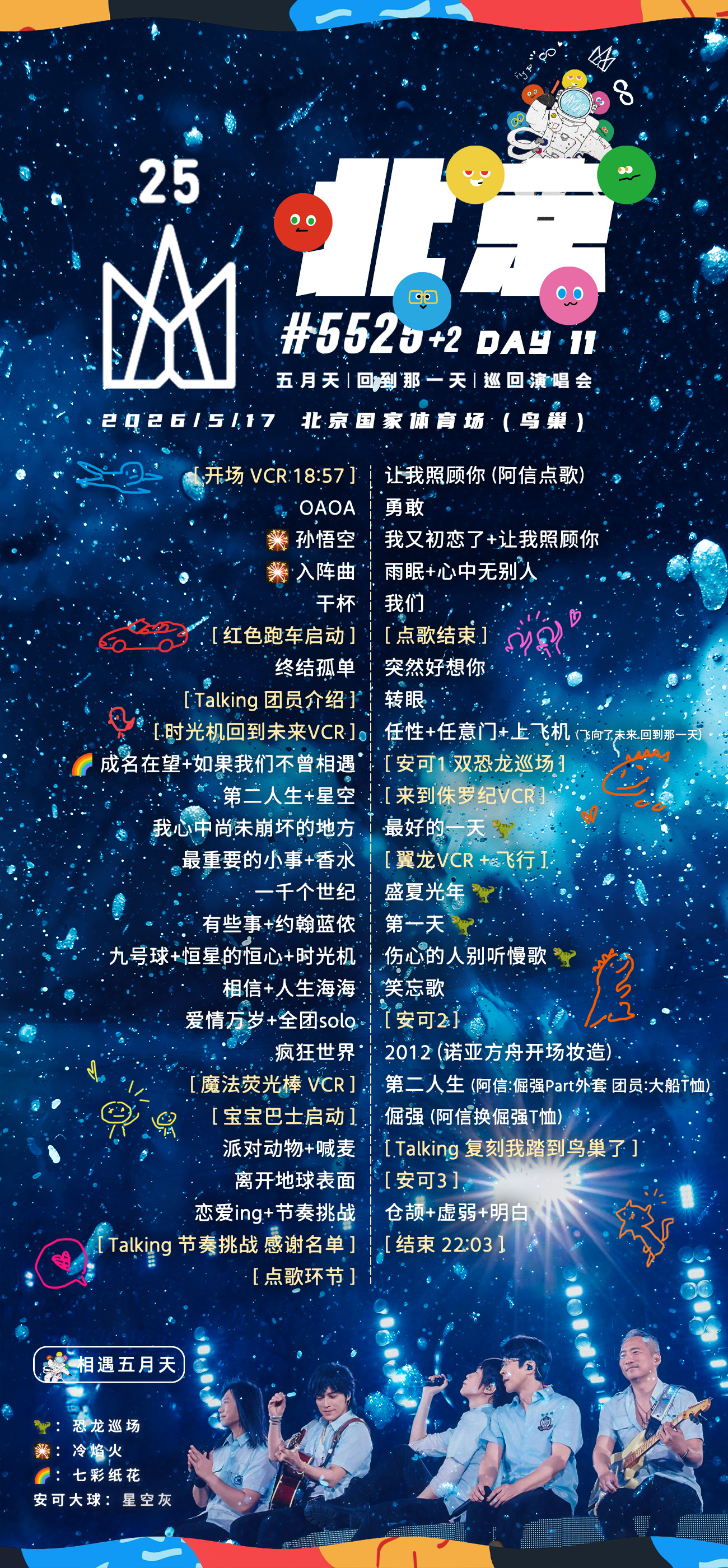 五月天北京鸟巢演唱会Day11歌单5525+2 [ 回到那一天 ] 演唱会北京·