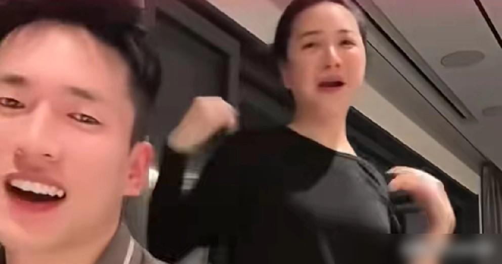 大连冰冰新恋情露脸，搂抱亲吻！今晚大连冰冰搂抱一位俊朗男子打情骂俏，贴在后耳亲了