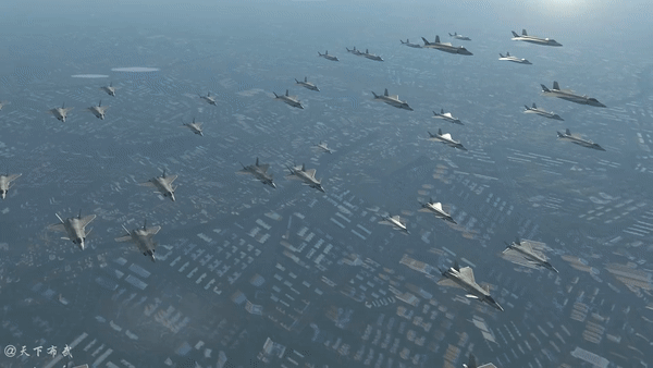 好家伙，这么多歼-20战斗机同时出动（CG画面），这是要灭了哪个国家吗？ 不过也