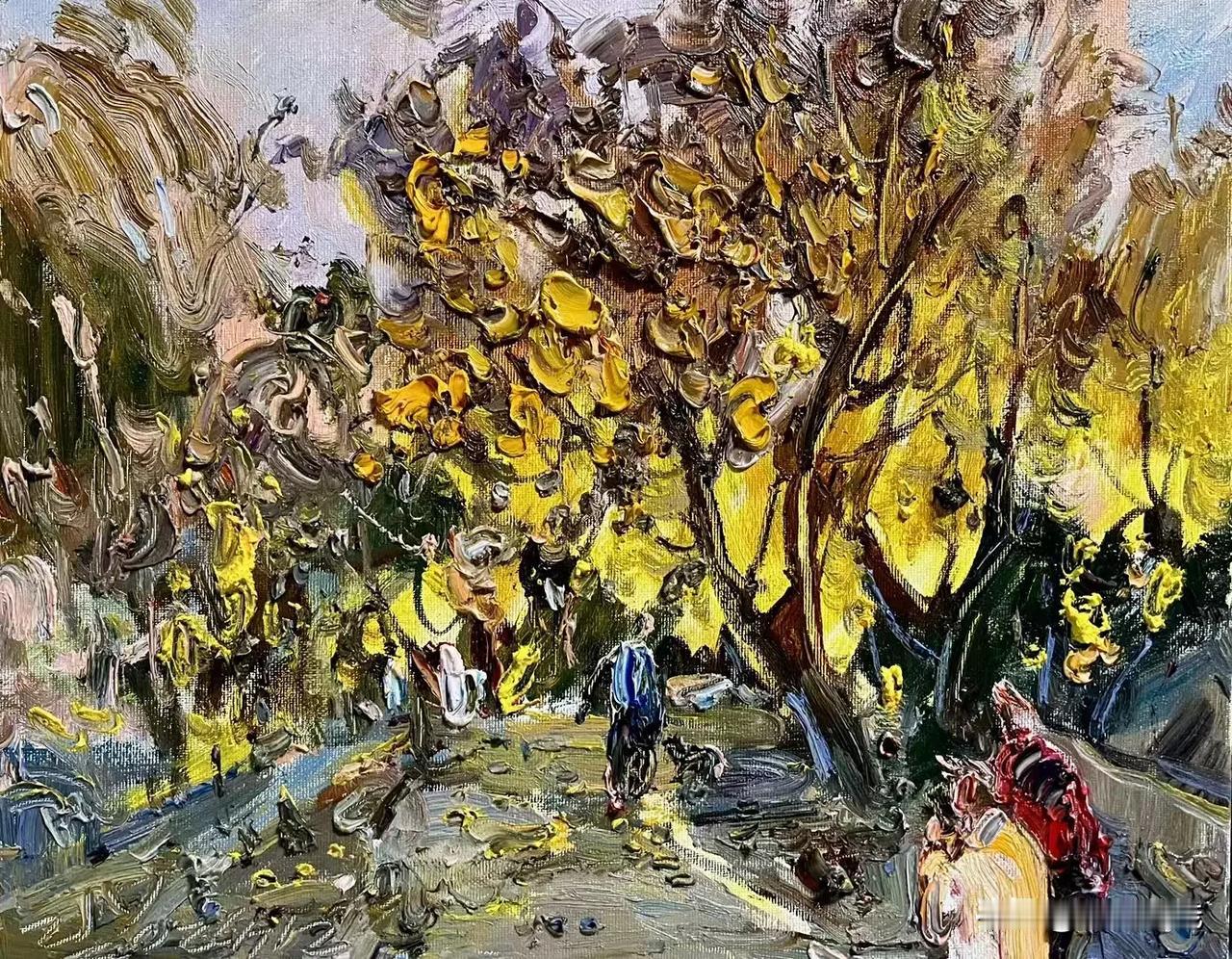 张继渝老师绘画作品欣赏
银杏染冬 油画