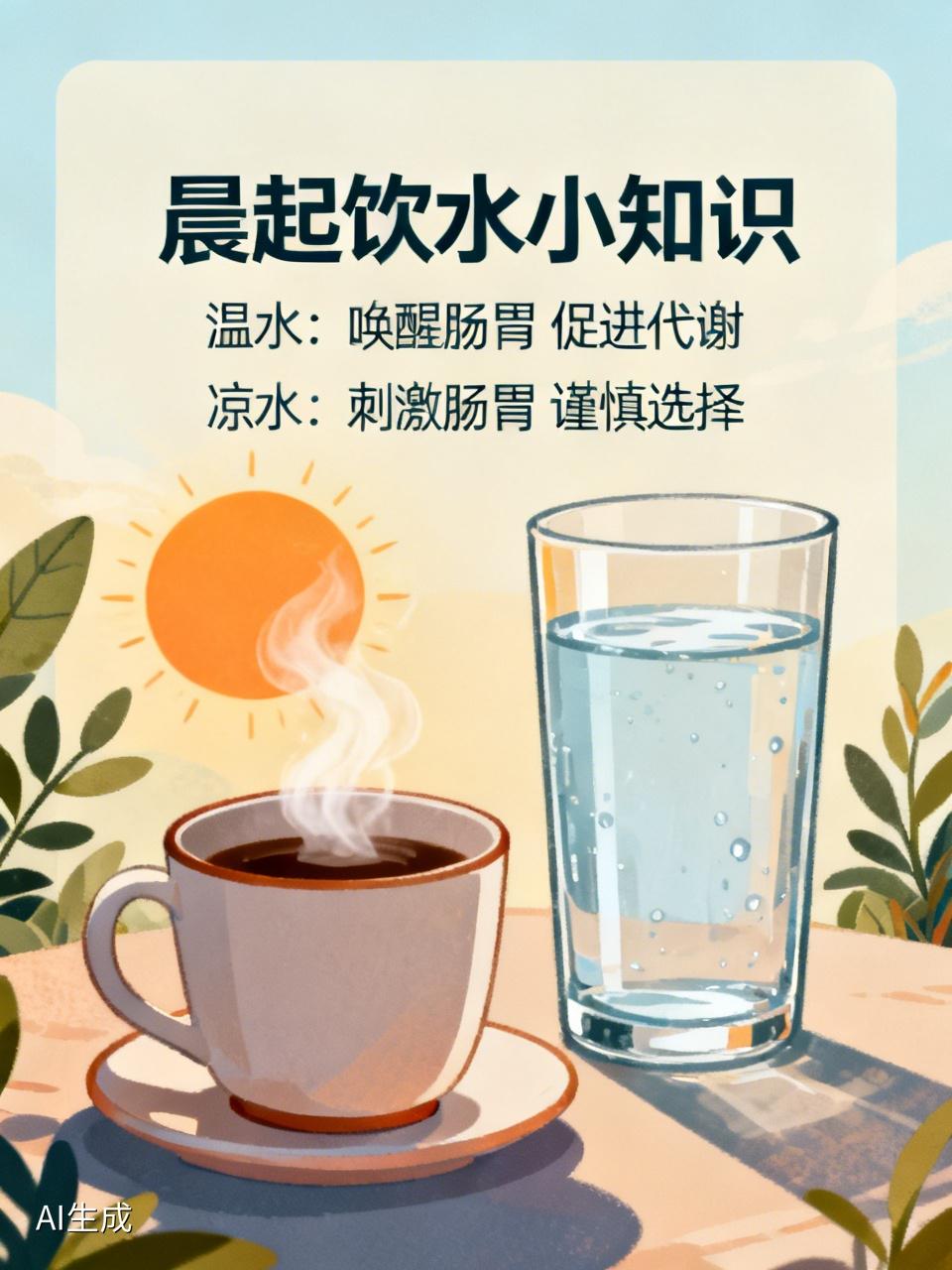 早上起床,你该喝温水还是凉水? 早上起床喝温水还是凉水，这得看个人情况。
从健康