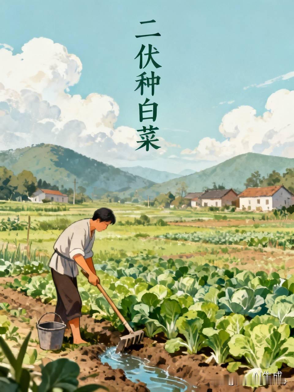 今天二伏第九天，
雨迟迟不下，
不等了，
今天把白菜种上。
太热了，
这汗水哗哗