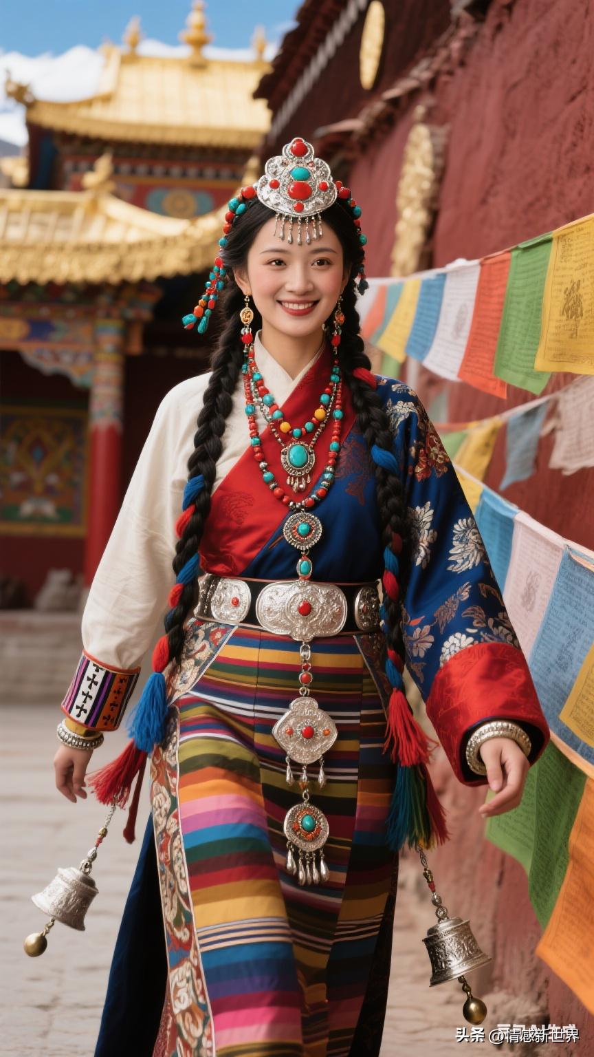 彩衣飘飘，笑语盈盈。彩衣的姑娘 温婉花衣少女