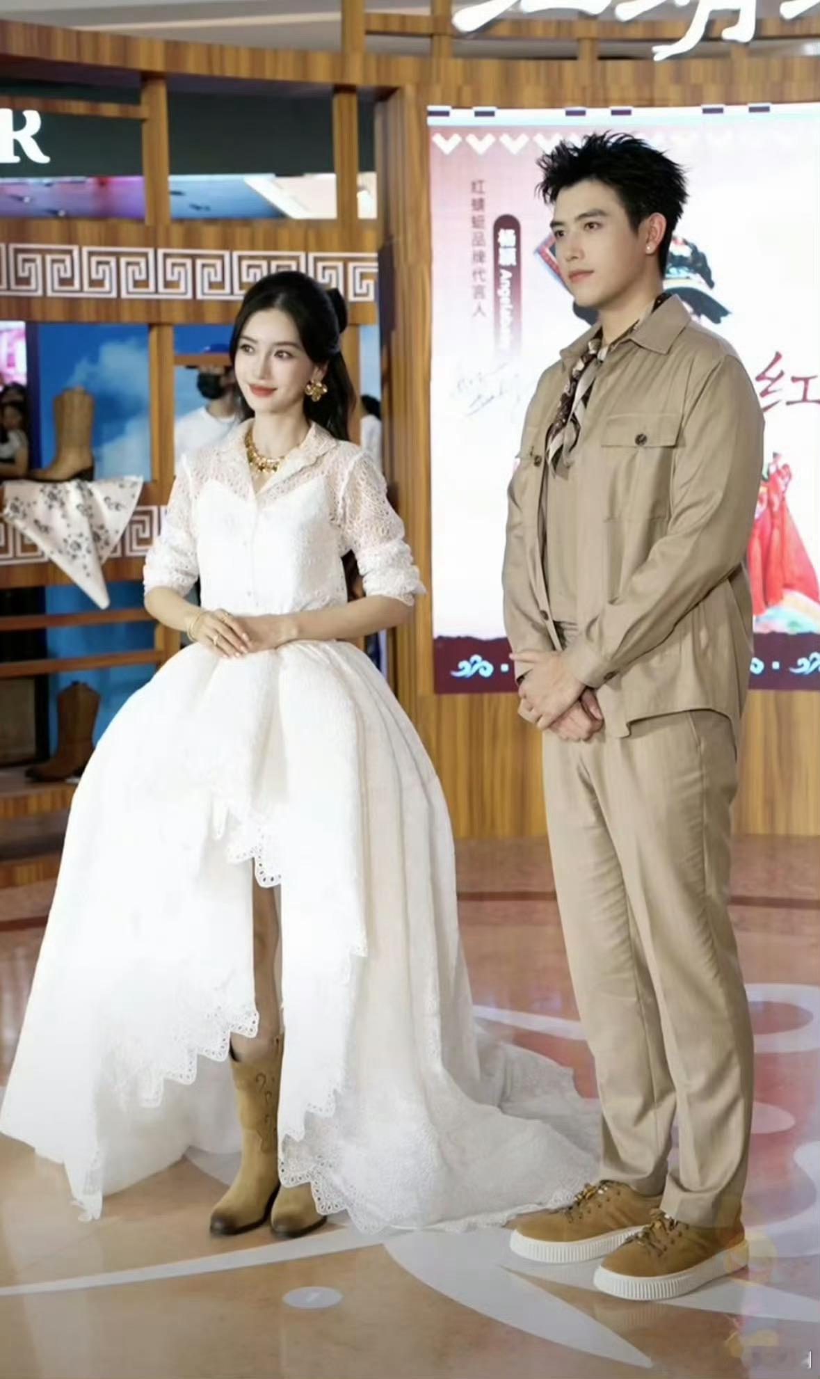 今日杭州线下品牌活动生图状态：Angelababy   陈飞宇 