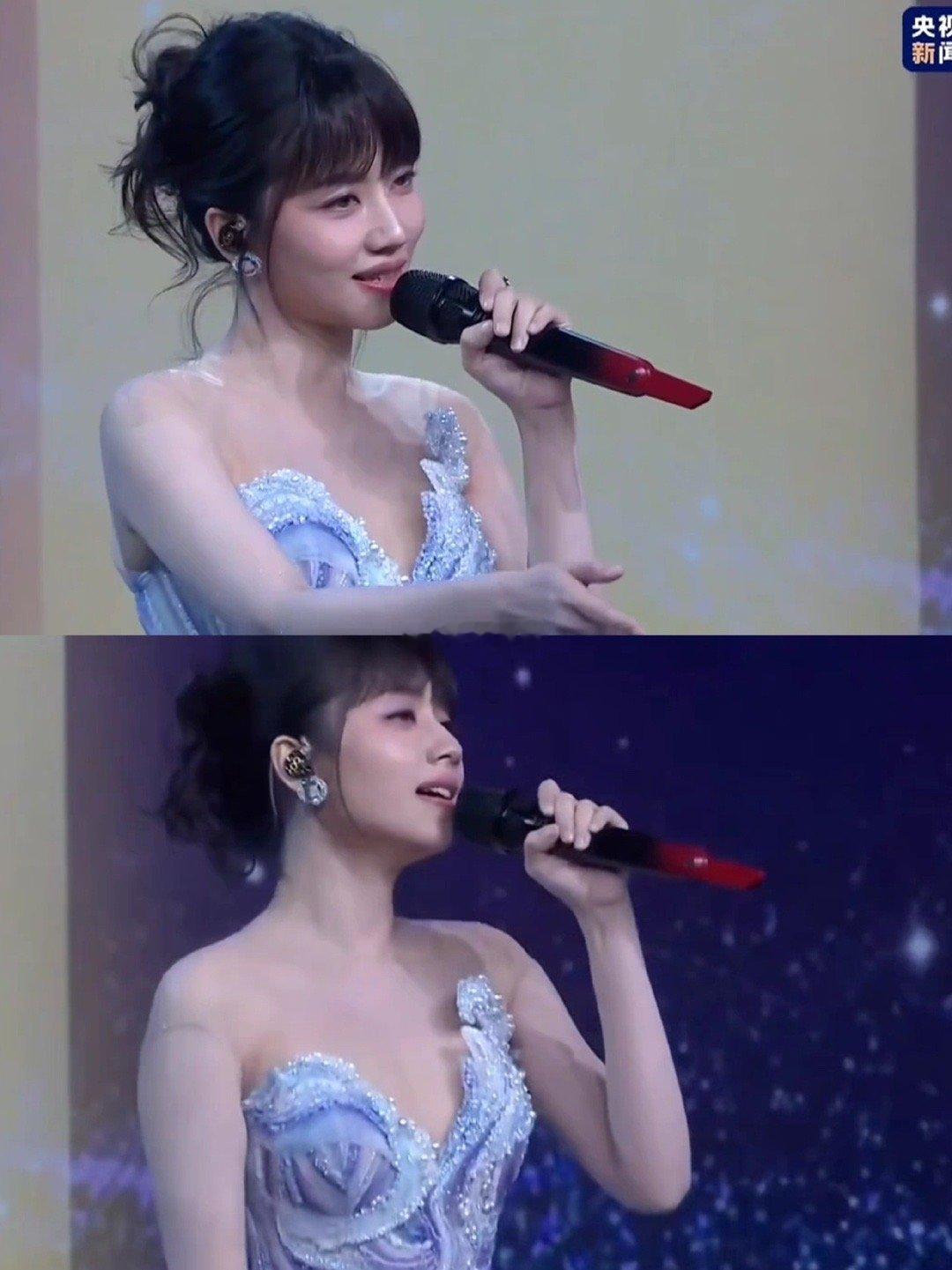 今夜舞台令人沉醉！裙摆摇曳间歌声流淌，熟悉的齐刘海搭配绝美嗓音，这才是视听双盛宴