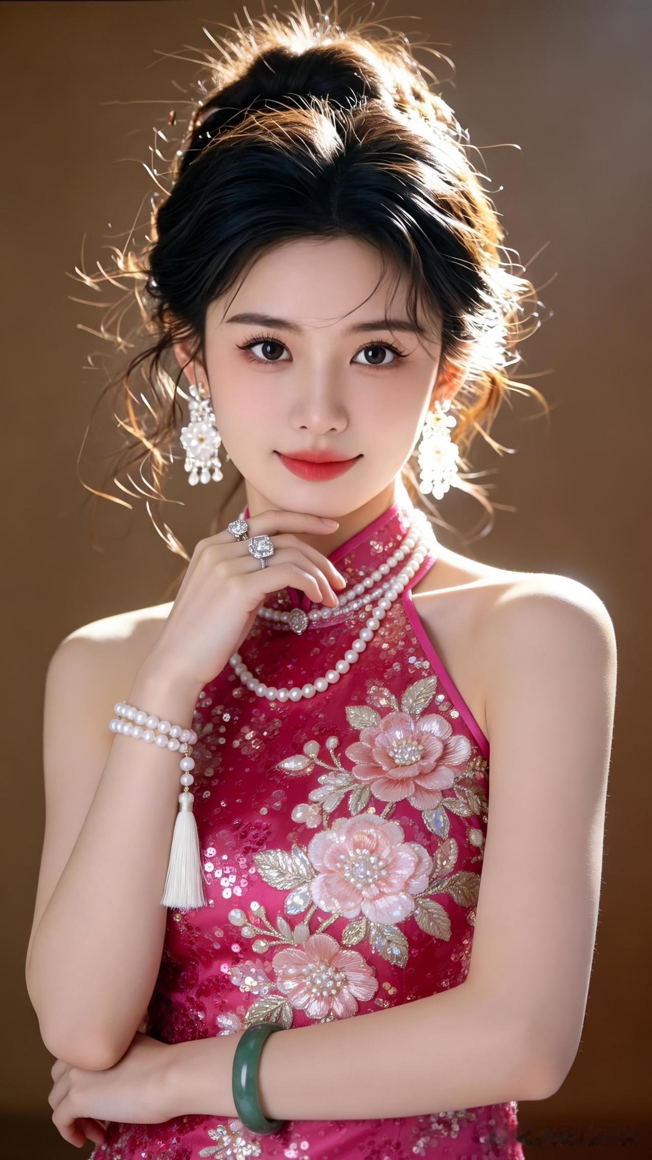 优雅气质美人，复古珠宝闪耀，古典与现代的完美结合。