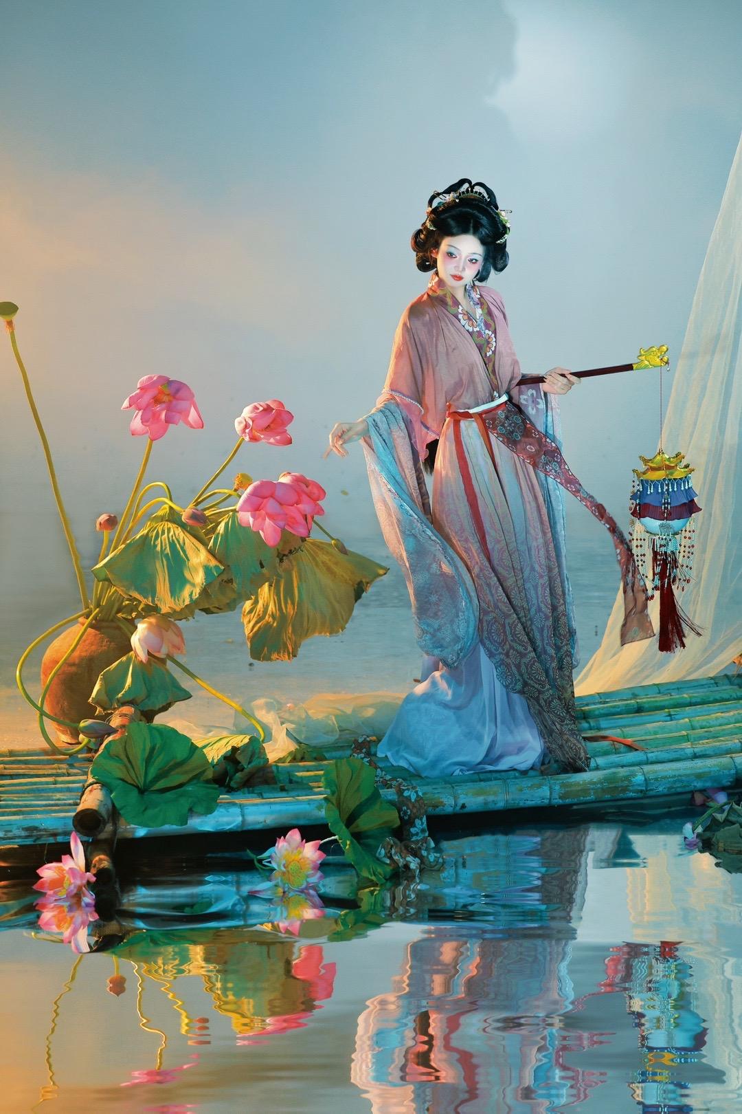 画中仙 | 风吹莲动，涟漪洇湿了她的裙摆...摄/后：我