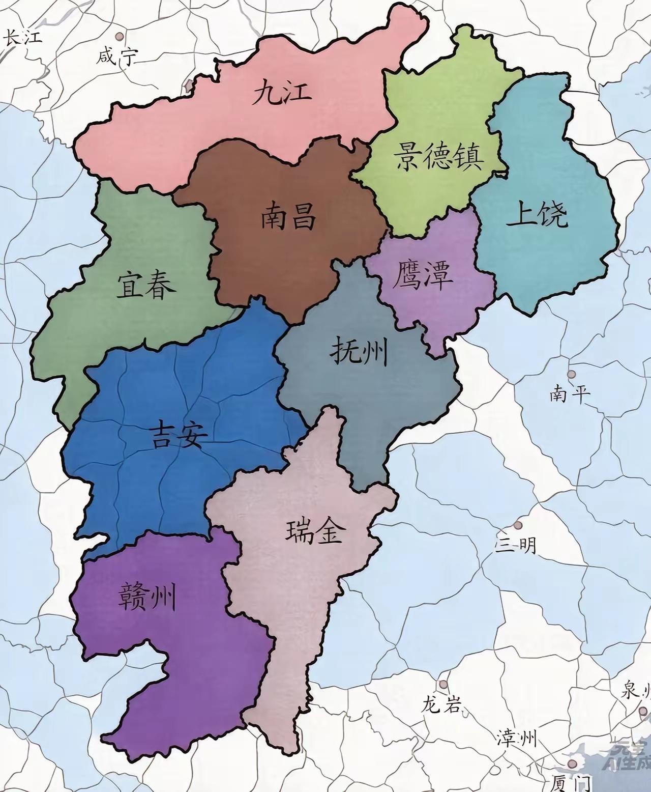 江西省区划调整设想

对于江西省的这个区划调整设想，个人觉得还是比较合理的，也更