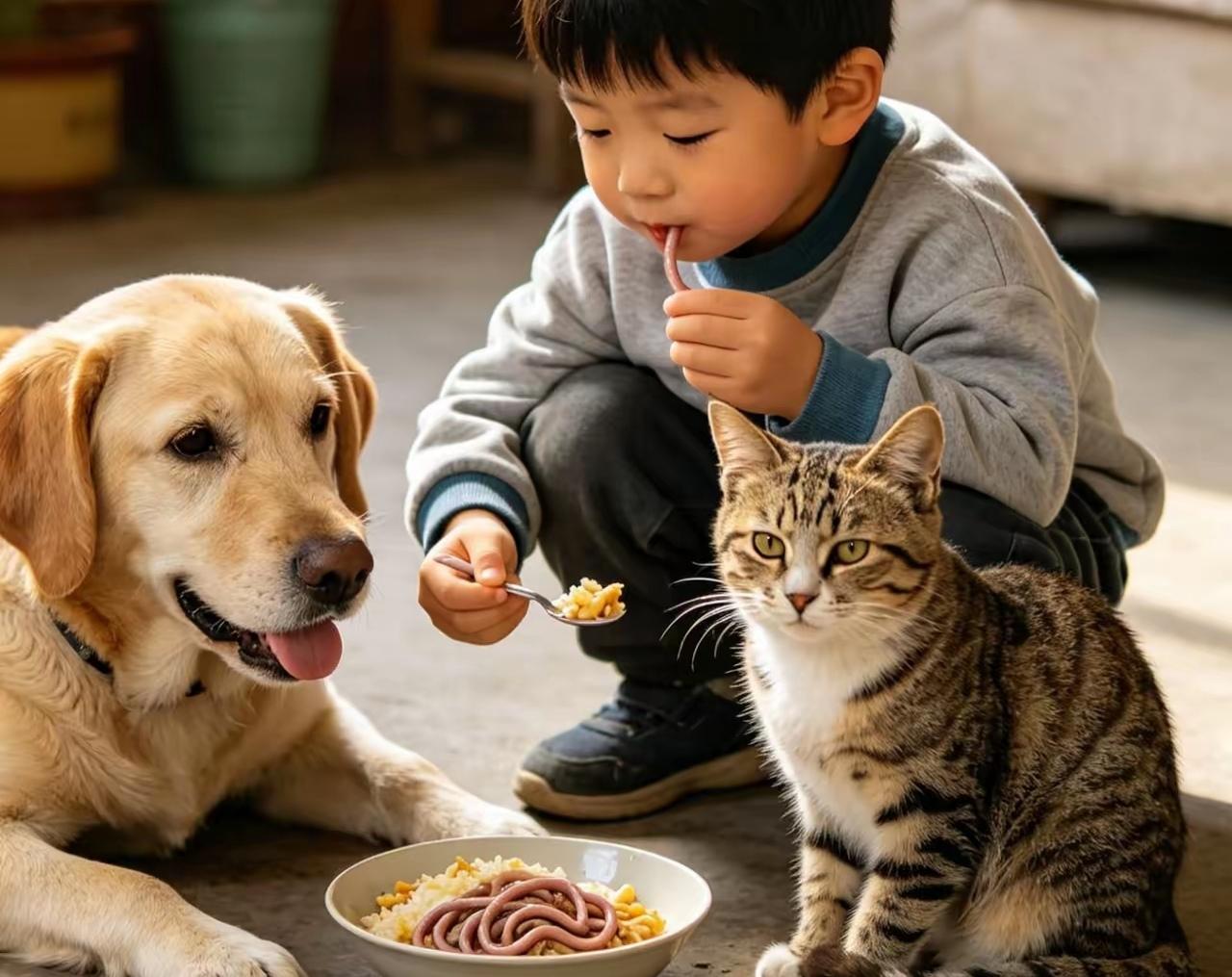 10岁的浩浩和家里猫狗亲如一家，吃饭同桌、睡觉同床，大人只当是孩子有伴。可最近浩