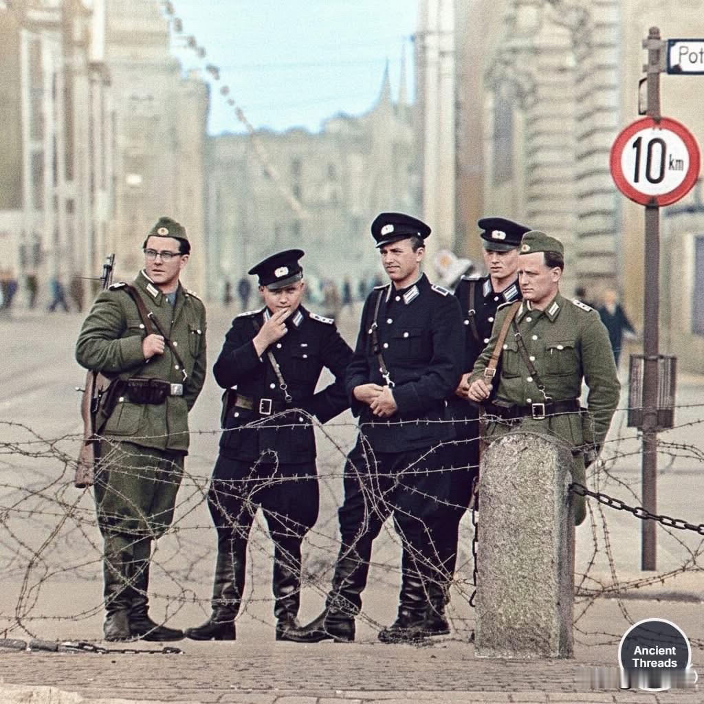 1961年8月13日至14日，德意志民主共和国（东德）的士兵和警察在波茨坦广场监