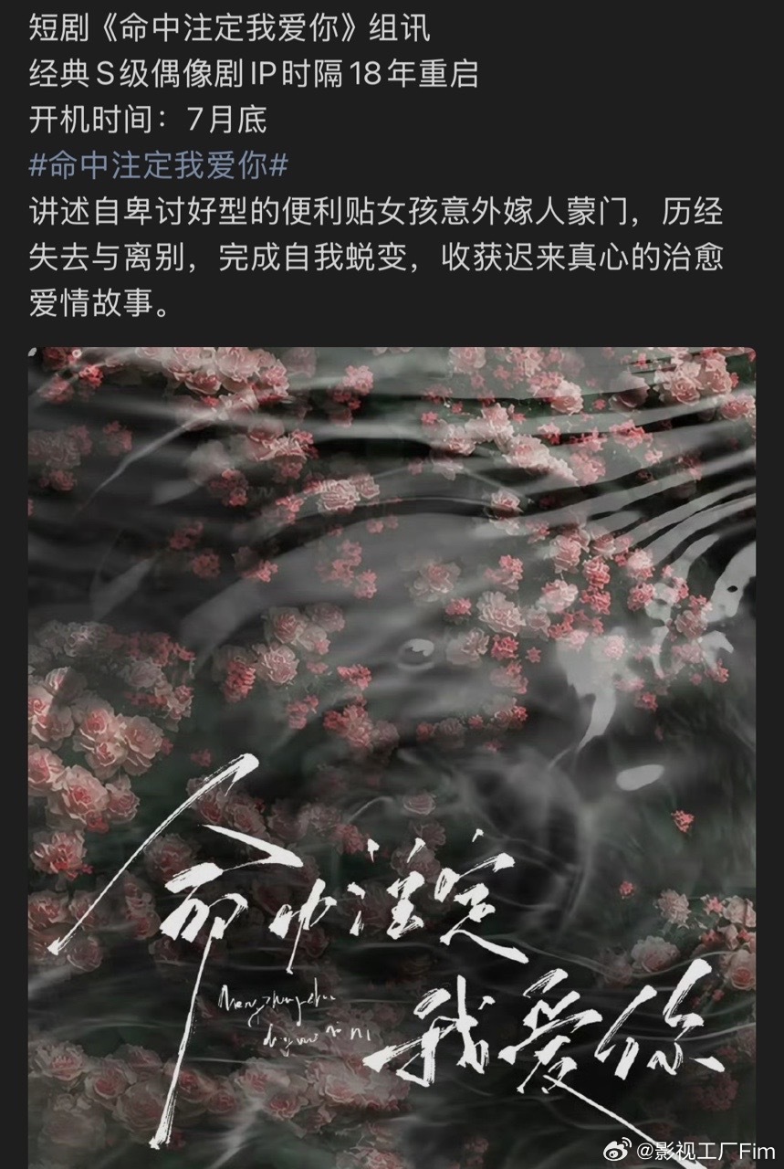娱乐命中注定我爱你组讯命中注定我爱你将翻拍 命中注定我爱你要翻拍了 