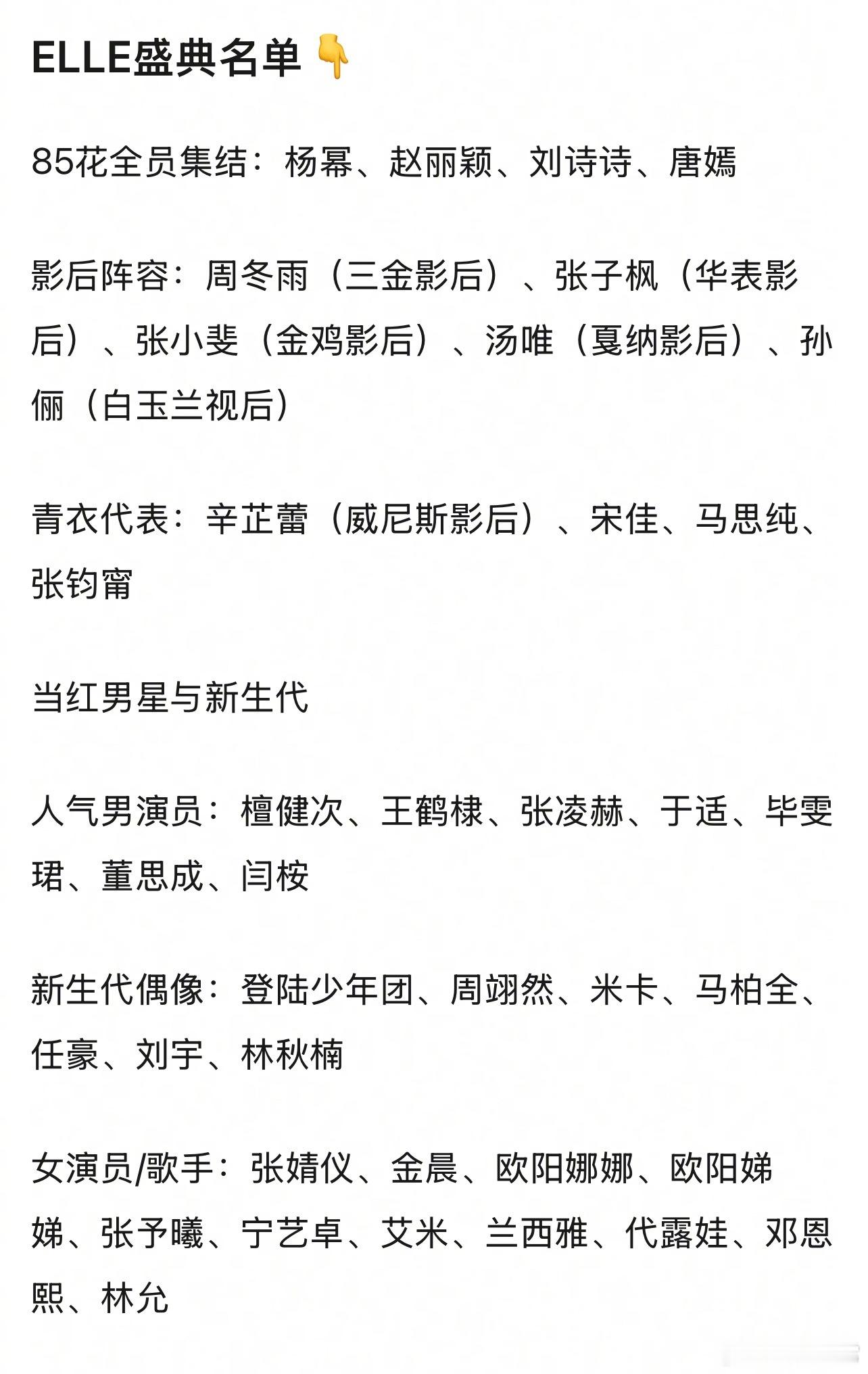 ELLE盛典名单🍉ELLE盛典阵容官宣 ​​​