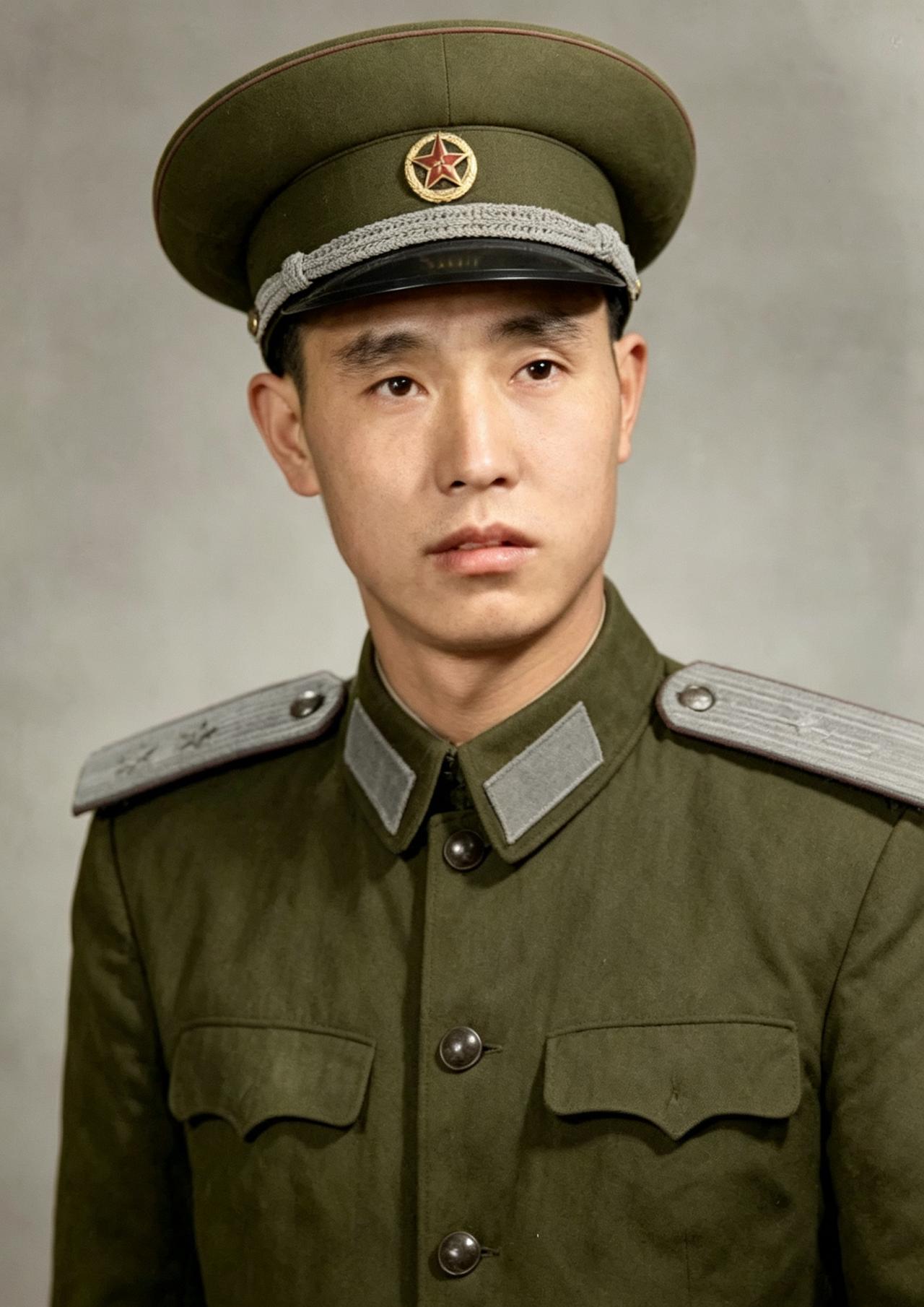 1955年授衔后，周志坚中将的一张戎装照，俊朗英武，威风凛凛。