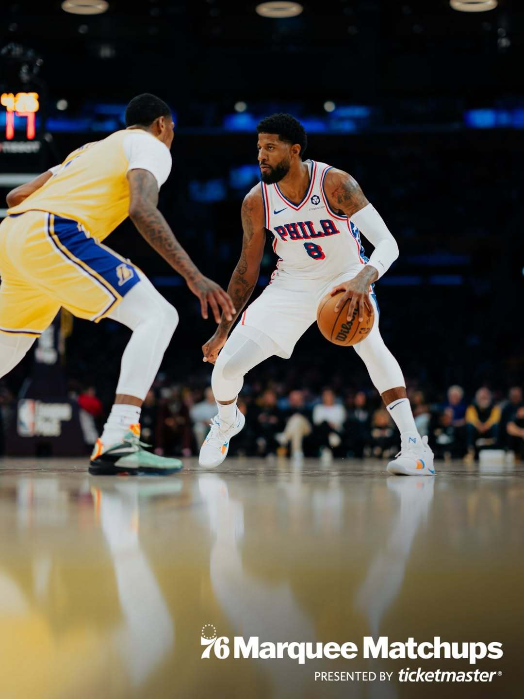 预热！费城76人队官方更新动态，分享了一组赛事图集预告下周一与湖人队的比赛！费城