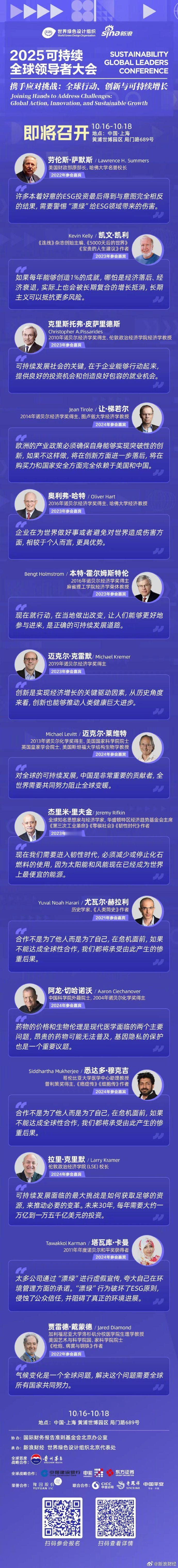 2025可持续全球领导者大会 本周召开。在往届大会上，美国财政部原部长萨默斯，八