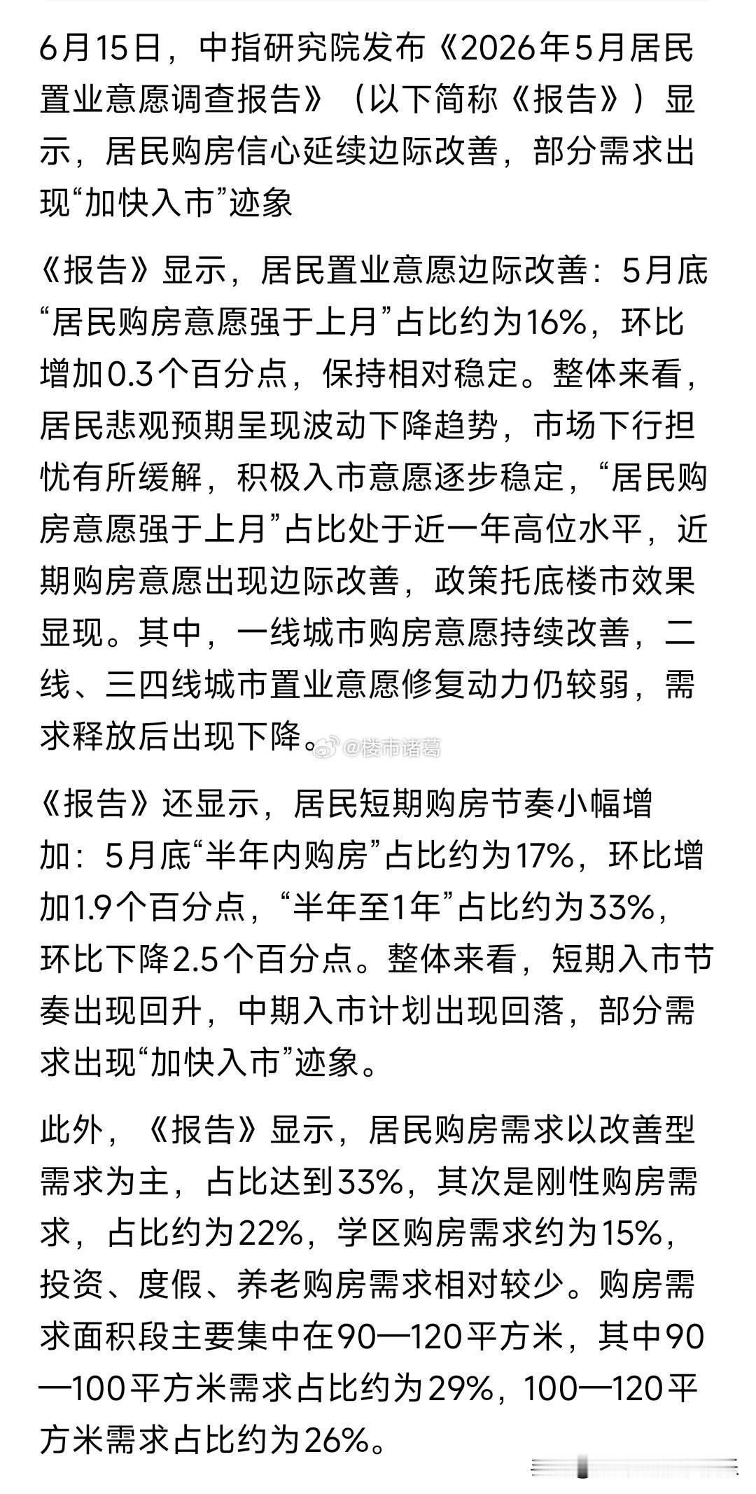 中指研究院：居民购房信心持续改善，部分需求“加快入市”……