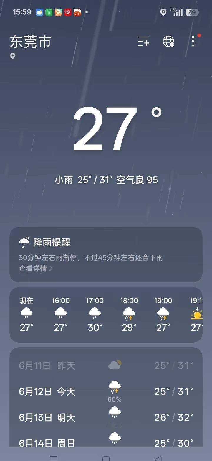 气，今天东莞下雨☔️